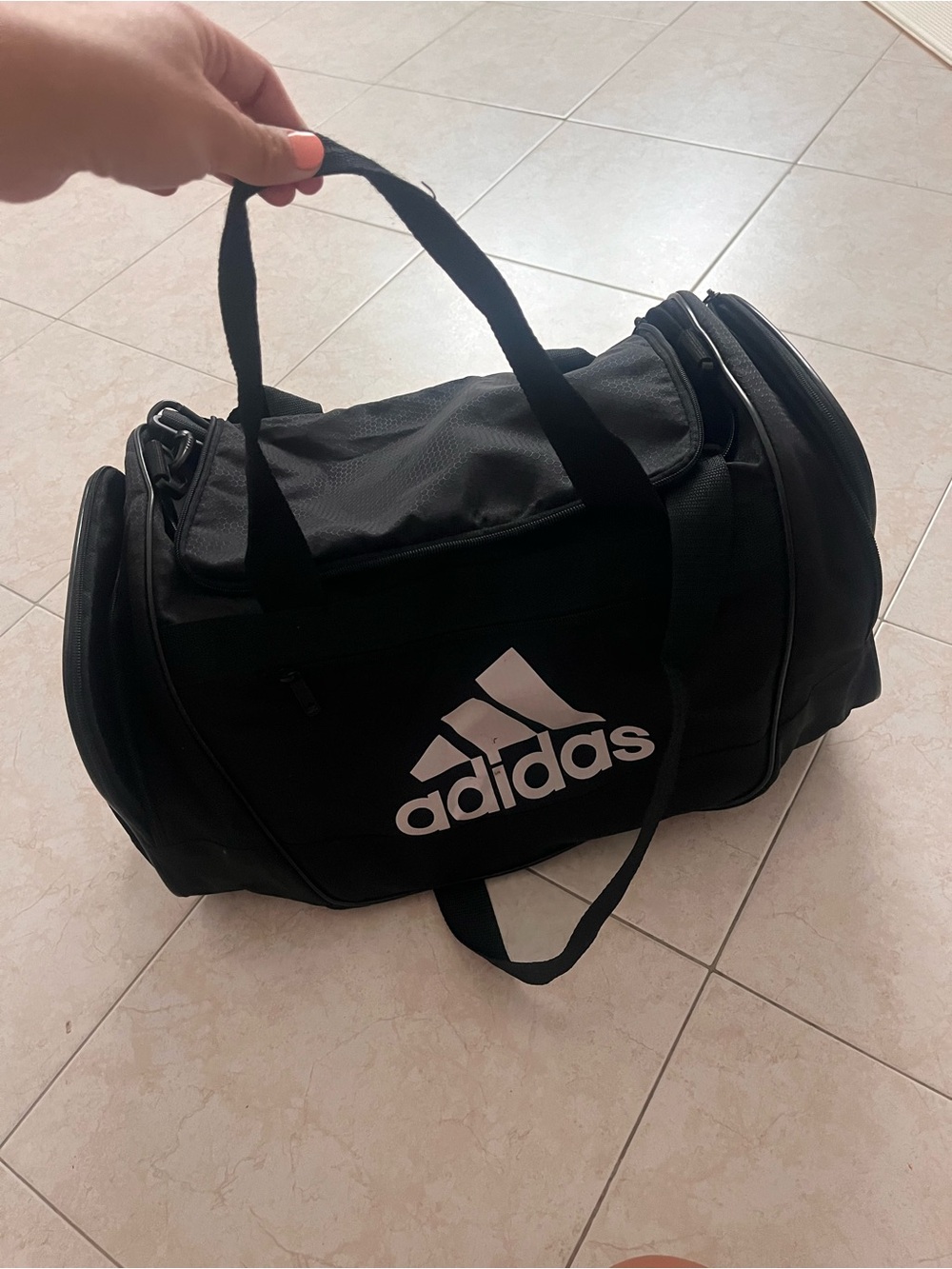 adidas Black Duffel Bag with White Logo - Men's Gym Travel